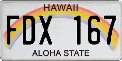 HI license plate FDX167