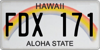 HI license plate FDX171