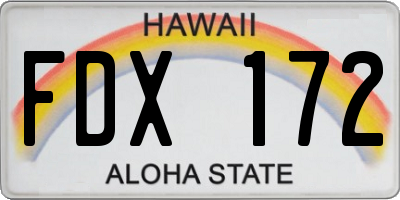 HI license plate FDX172
