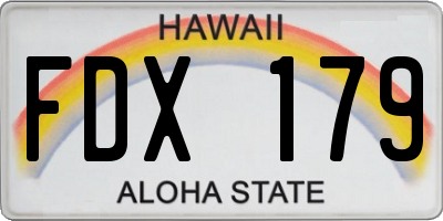 HI license plate FDX179