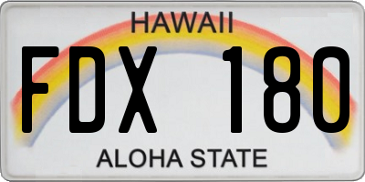 HI license plate FDX180