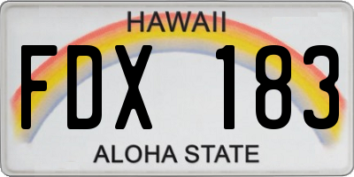 HI license plate FDX183