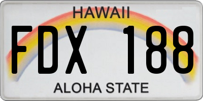 HI license plate FDX188