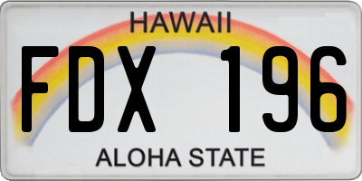 HI license plate FDX196