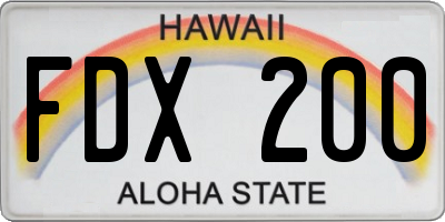 HI license plate FDX200