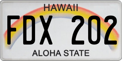 HI license plate FDX202