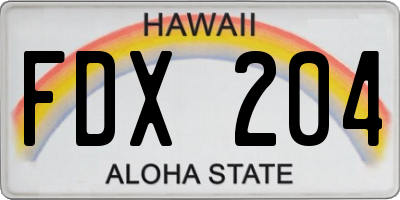 HI license plate FDX204