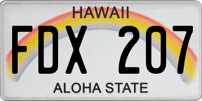 HI license plate FDX207