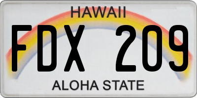 HI license plate FDX209