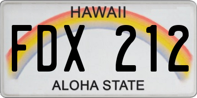 HI license plate FDX212