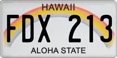 HI license plate FDX213