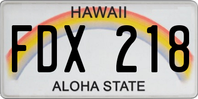 HI license plate FDX218