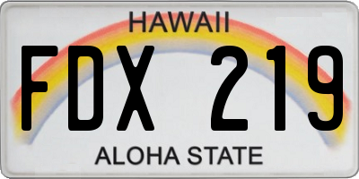 HI license plate FDX219