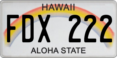 HI license plate FDX222