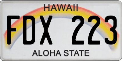 HI license plate FDX223