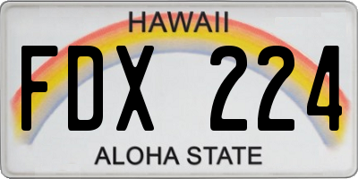 HI license plate FDX224