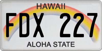 HI license plate FDX227