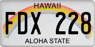 HI license plate FDX228