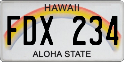 HI license plate FDX234