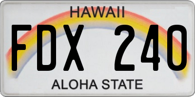 HI license plate FDX240