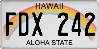 HI license plate FDX242