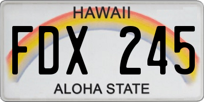 HI license plate FDX245