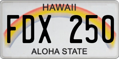 HI license plate FDX250