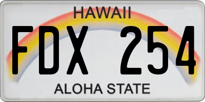 HI license plate FDX254