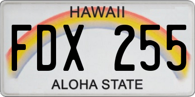 HI license plate FDX255
