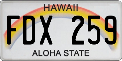HI license plate FDX259