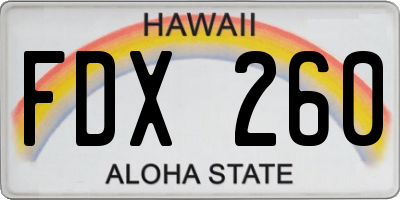 HI license plate FDX260