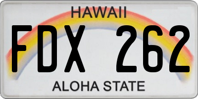 HI license plate FDX262
