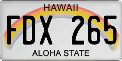 HI license plate FDX265