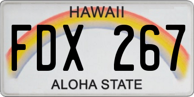 HI license plate FDX267