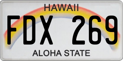 HI license plate FDX269