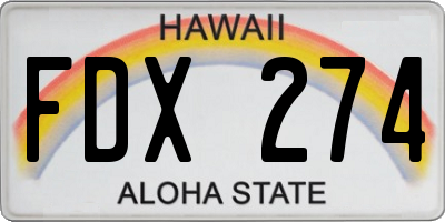 HI license plate FDX274