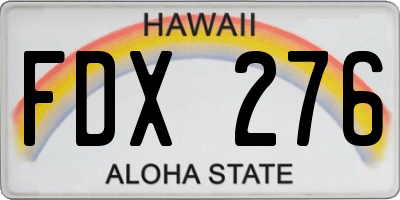 HI license plate FDX276