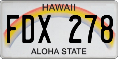 HI license plate FDX278
