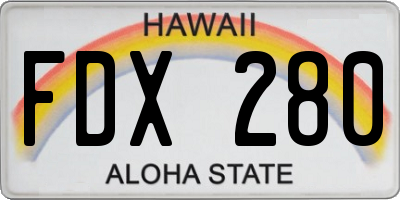 HI license plate FDX280