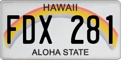 HI license plate FDX281