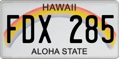 HI license plate FDX285