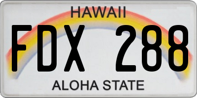 HI license plate FDX288