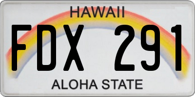 HI license plate FDX291