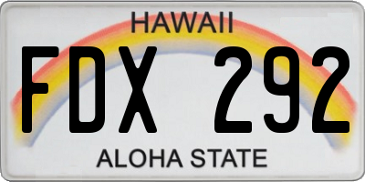 HI license plate FDX292