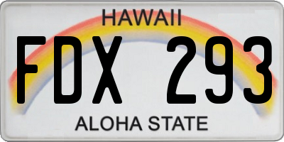 HI license plate FDX293