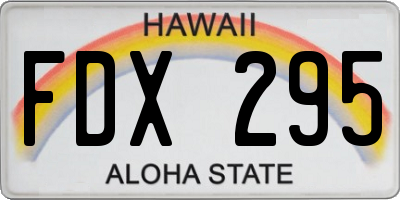 HI license plate FDX295