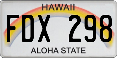 HI license plate FDX298
