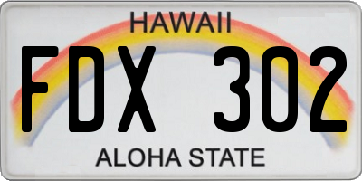 HI license plate FDX302