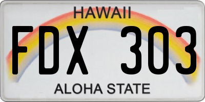HI license plate FDX303