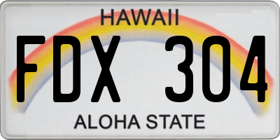 HI license plate FDX304